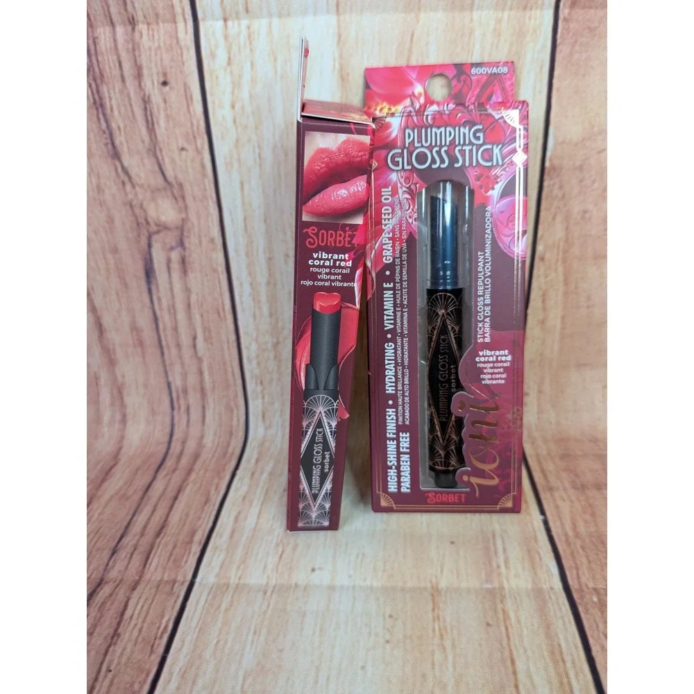 2 PK Ioni Veil of Allure Plumping Lip Gloss Stick Sorbet Vibrant Coral Red